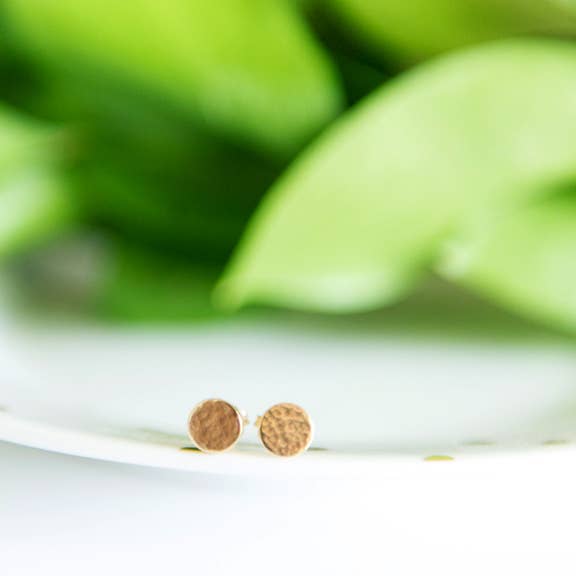 Blossom and Shine - Wholesale Stud/Post Earrings - Hammered Circle Stud Earrings | Sterling Silver or Gold Fill3