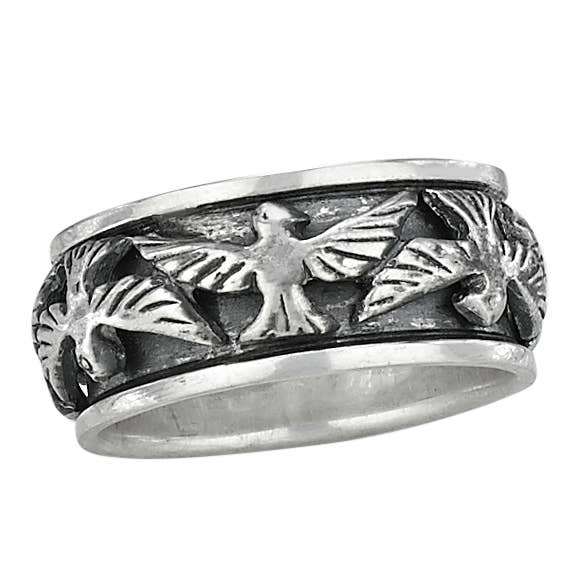 Bague Spin en argent sterling Spinning Eagle pour la vente par Tiger Mountain Jewelry