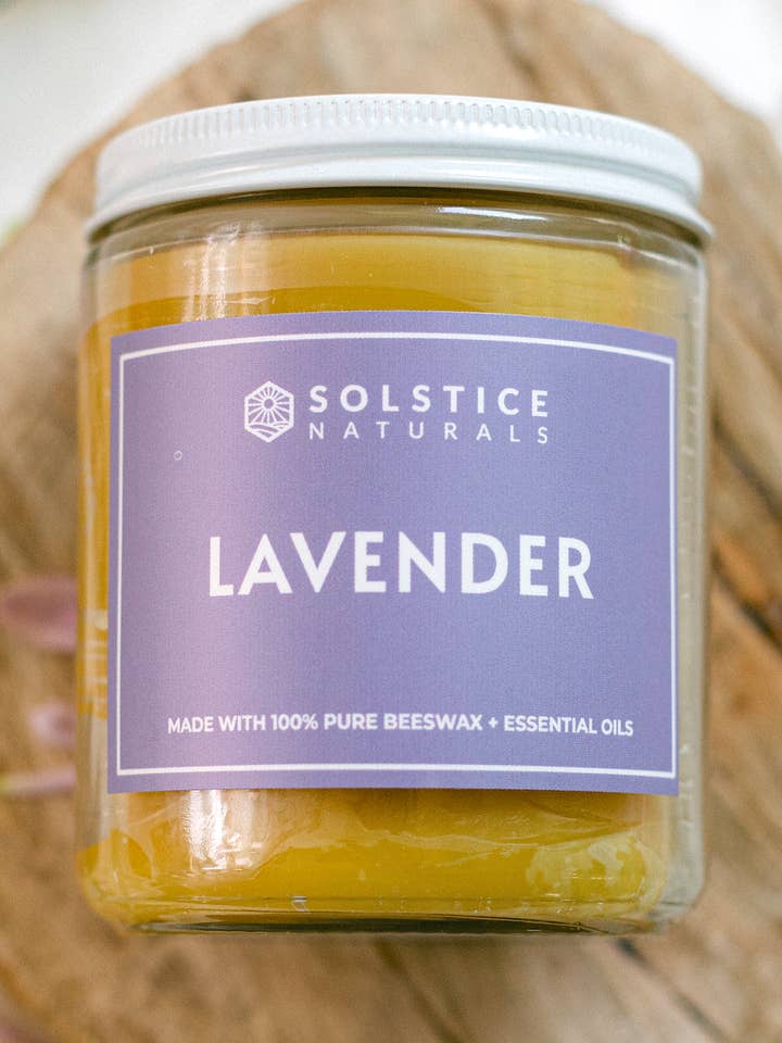 Lavender Pure Beeswax Jar Filled Candle for wholesale by Solstice Naturals