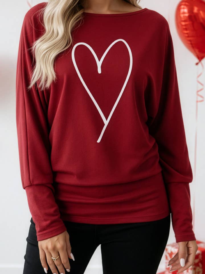 LDC Heart-shaped Print Valentines Day Long Sleeve Top for wholesale by Little Daisy Closet