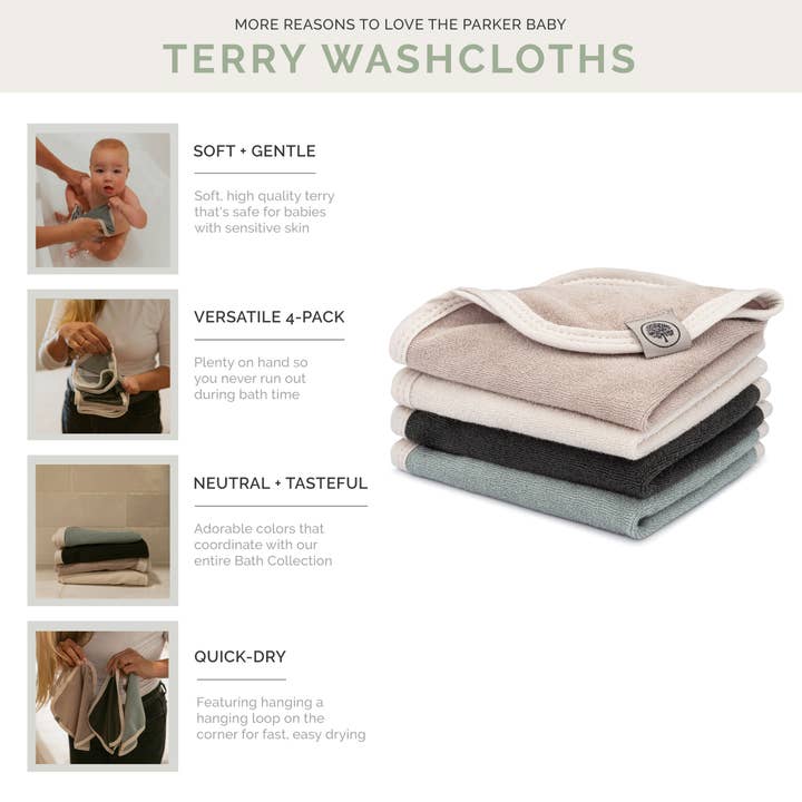 Parker Baby Co. - Wholesale Wash Cloth - Kids & Baby - Rain Set - Terry Baby Washcloths (4 Pack)2