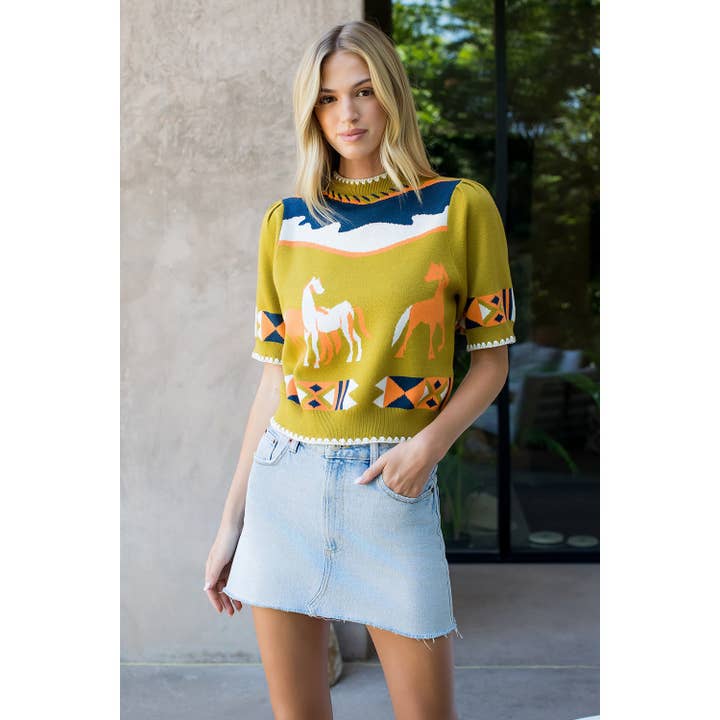 THML - Wholesale T-Shirt - Women's - Short Sleeve Horse Detail Top10