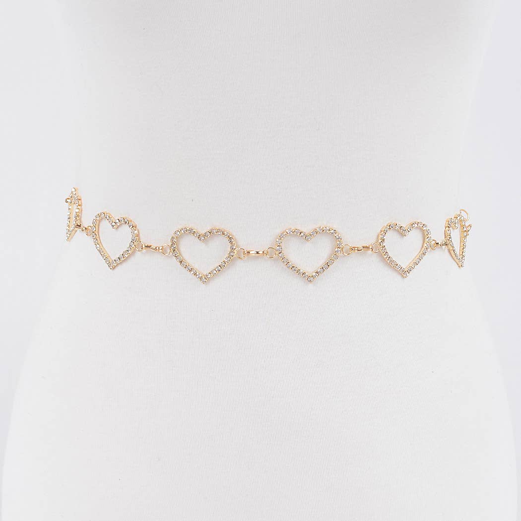 3AM BY H&D ACCESSORIES - Wholesale Belt - Women's - Multi Rhinestone Heart Shape Chain Belt4