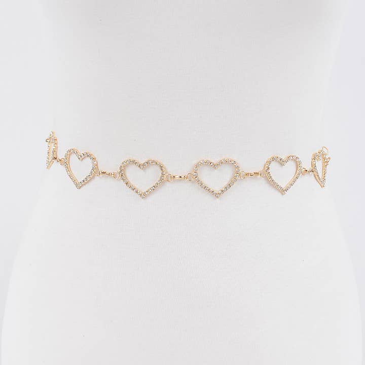 3AM BY H&D ACCESSORIES – Großhandel Gürtel – Damen – Herzförmiger Kettengürtel mit mehreren Strasssteinen4