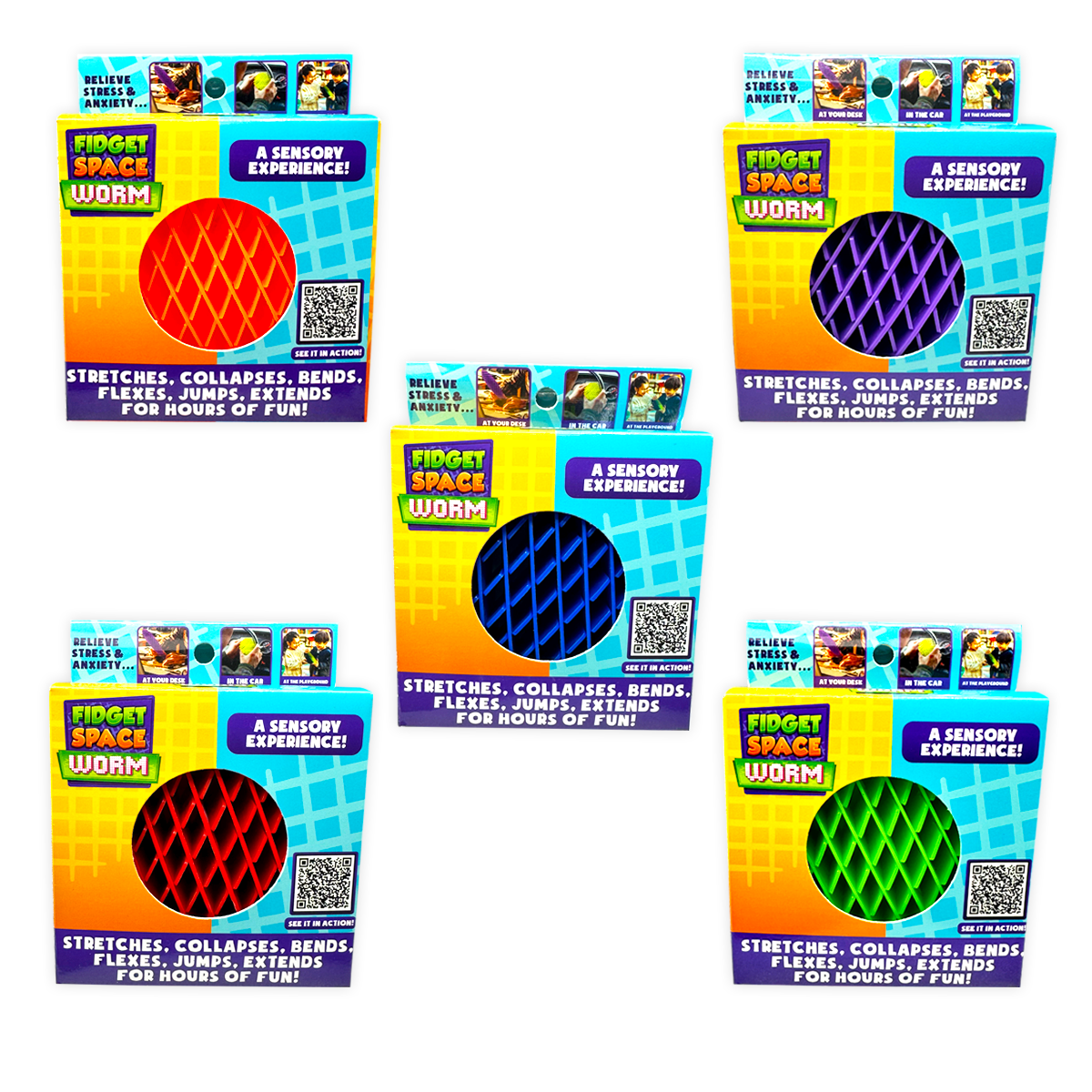 Novelty Brands - Wholesale Fidget Toy - Kids - Fidget Space Worm Toy Assortment - 12/Display2