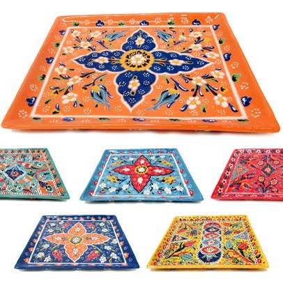 Bandeja de cerámica Relief Design - Bandeja con borde de 9 «x 11" para venta al por mayor de Access by Mediterranean Concepts