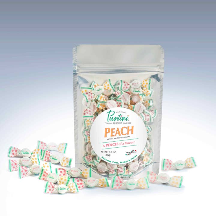 PUNTINI Peach, 3 oz. - Italian Gourmet Jujubes for wholesale by CHIPURNOI Confectionery