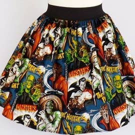 Hemet - Wholesale Skirt - Women's - Frankenstein Hollywood Monsters A-line Elastic Skirt