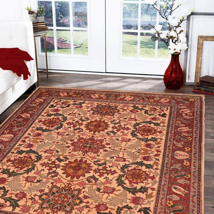 Tapete de Lã Kargahi Bernardi Antigo Bege/Ferrugem - 2,51 m x 3,30 m por atacado de Arshs Fine Rugs