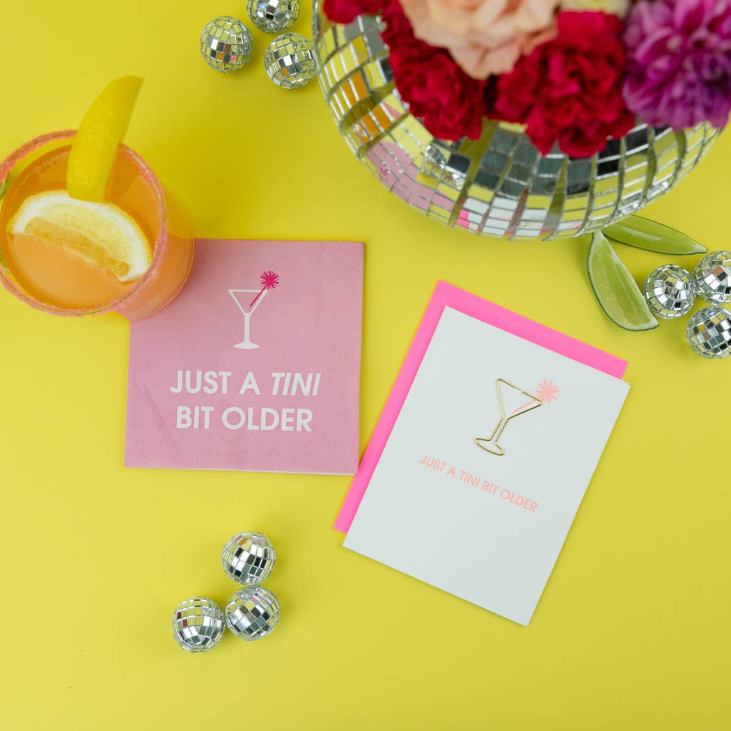 Chez Gagné - Wholesale Birthday Card - Just a Tini Bit Older - Birthday - Martini Paper Clip Card1