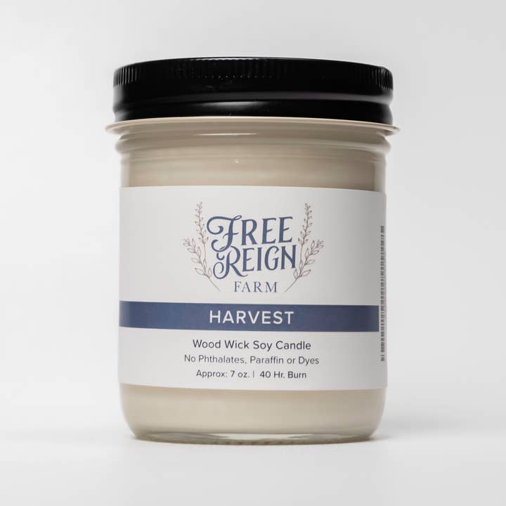 Free Reign Farm - Wholesale Jar/Filled Candle - NEW 7oz Wood Wick Soy Candles1