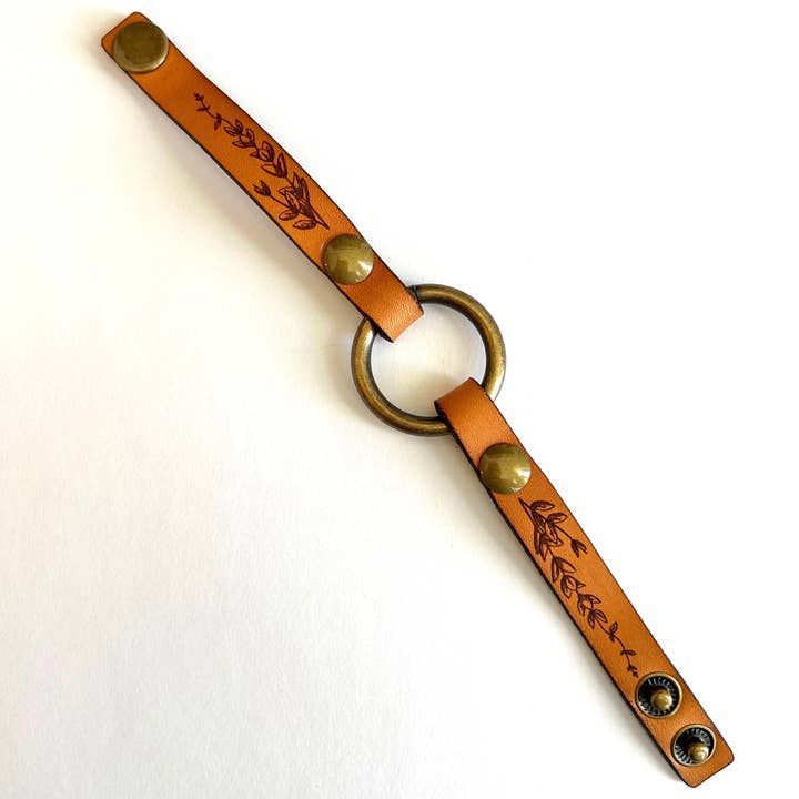 New Market Farmhouse - Wholesale Cuff Bracelet - Leather Ring Cuff - Skinny Strap with Snap2