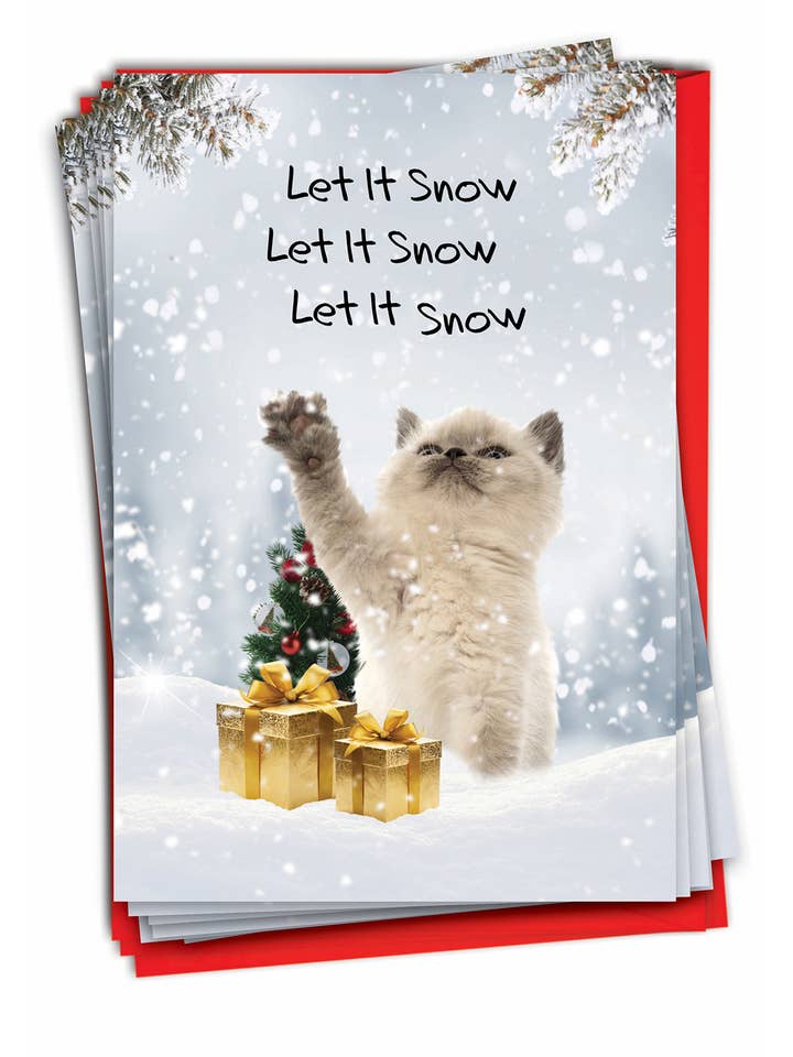 Boîte de 12 cartes de Noël - Cat Snow Celebration pour la vente par NobleWorks