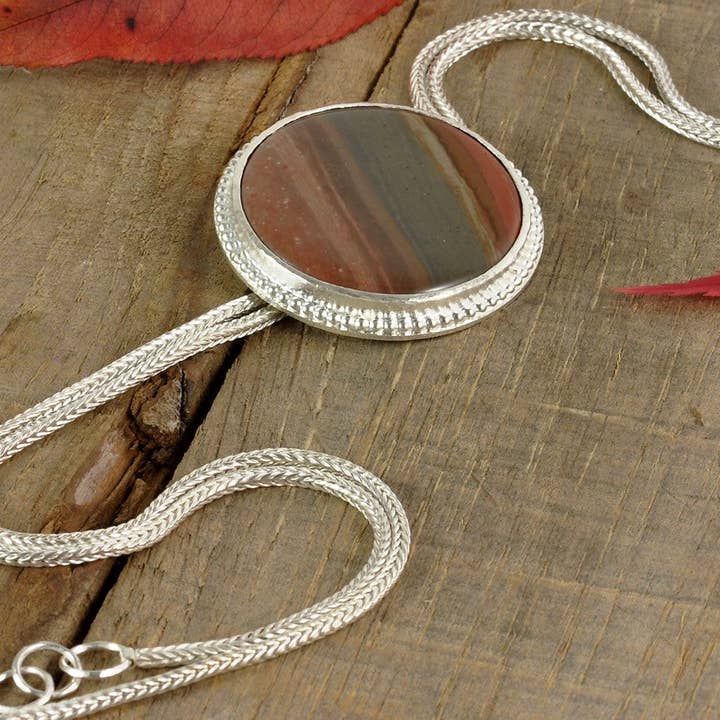 Polykrom Jasper Sterling Sølv Lady Bolo halskæde for engroshandel hos Danielle Harrison Jewelry