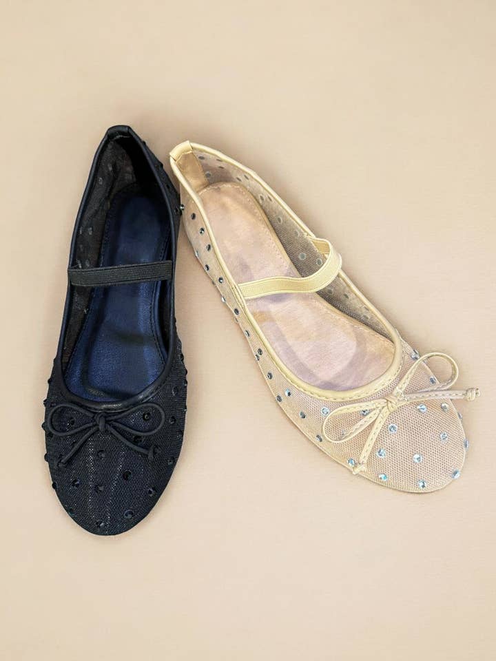 CCOCCI - Wholesale Flats - Women's - SF9915 RIBBON DECOR SHEER MESH MARY JANE FLATS