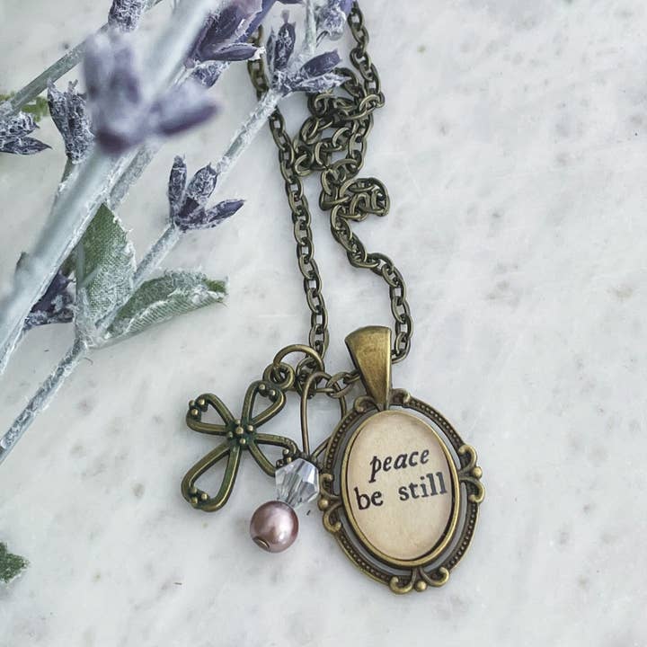 Ivy Barn Designs - Wholesale Pendant/Charm Necklace - Peace Be Still Bible verse necklace Inspirational Jewelry