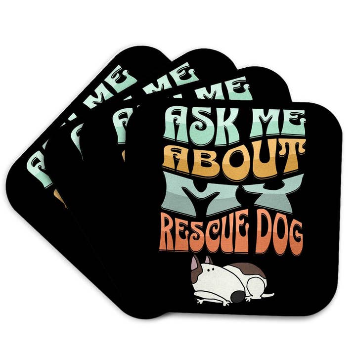 3dRose - Wholesale Coasters - 3dRose, Cute funny Ask me about my Rescue Dog Pets and Bull Terrier, Coaster7