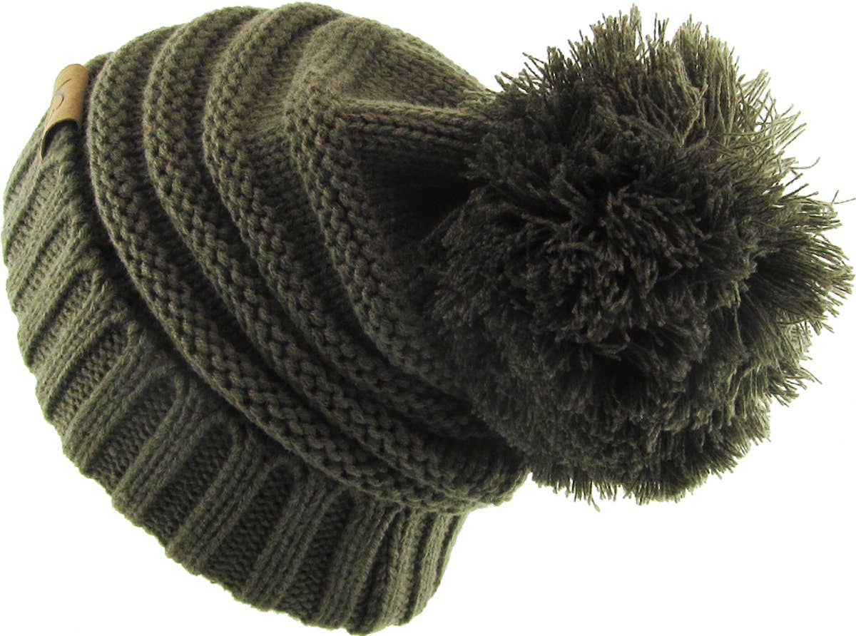 KBETHOS – Großhandel Beanie – Damen – Chunk Pom Pom Grobstrick-Mütze mit Zopfmuster und Rippenstrick35