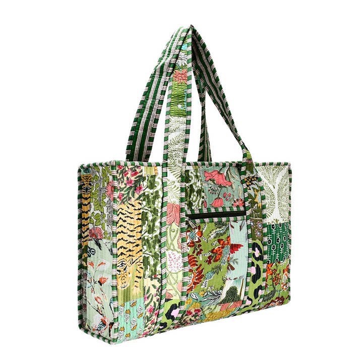 BNB Crafts Inc. - Vente Tote bag – femme - Sac fourre-tout en tissu de coton avec impression par blocs - Petit & Grand1