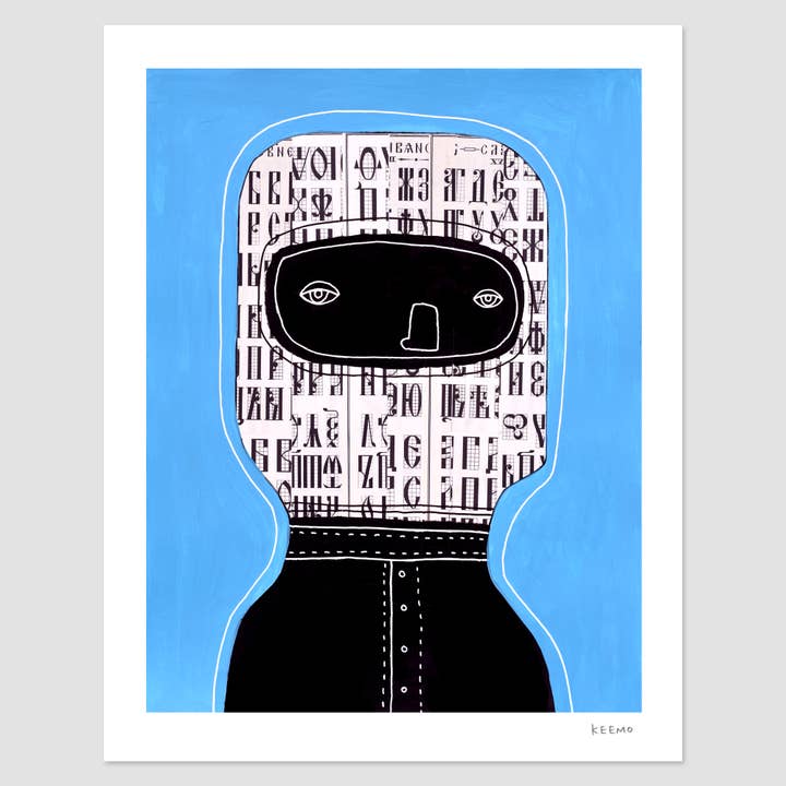 Abstract Art Print Unique Wall Decor Text Font Blue Keemo for wholesale by Keemo Gallery