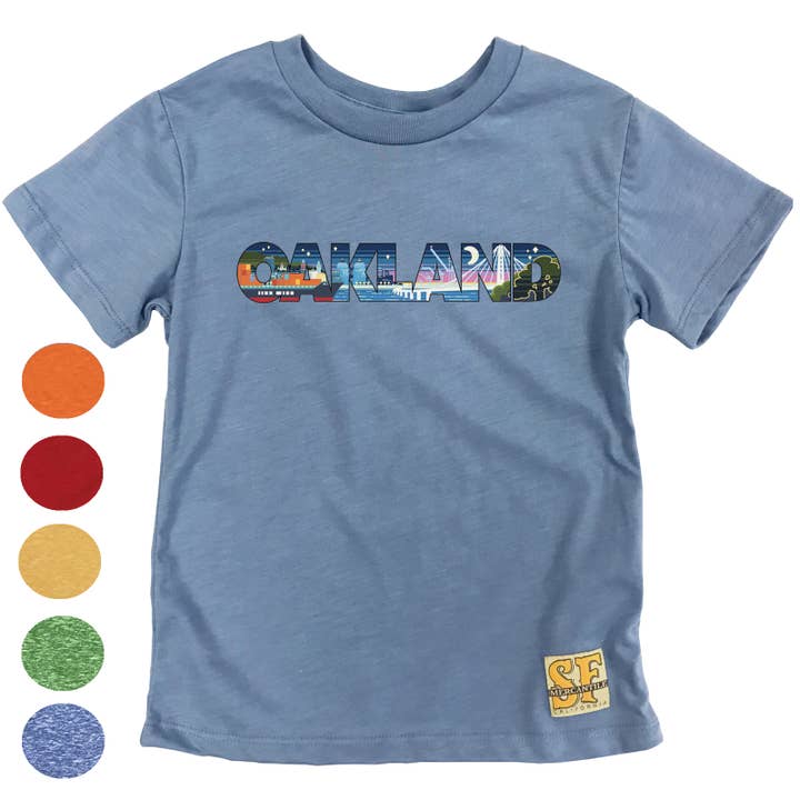 Modern Retro Oakland Kids Tee for wholesale by SF Mercantile