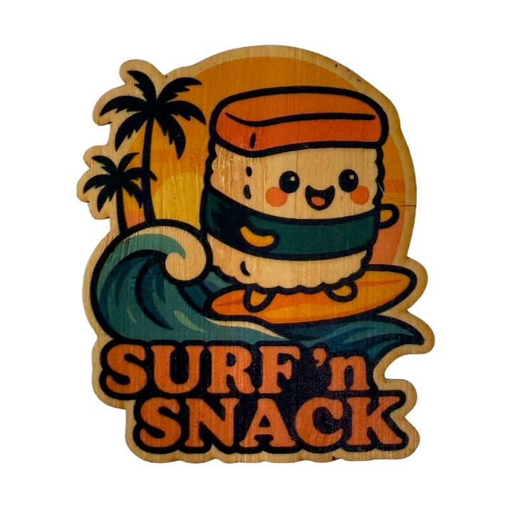 Surf N' Snack for wholesale by Bamboo Wood Stickers