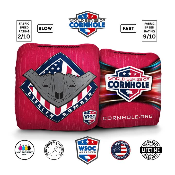 Skip's Garage - Wholesale Cornhole - Stealth Bomber Red Cornhole Bags - Professional Rapter 5.5
