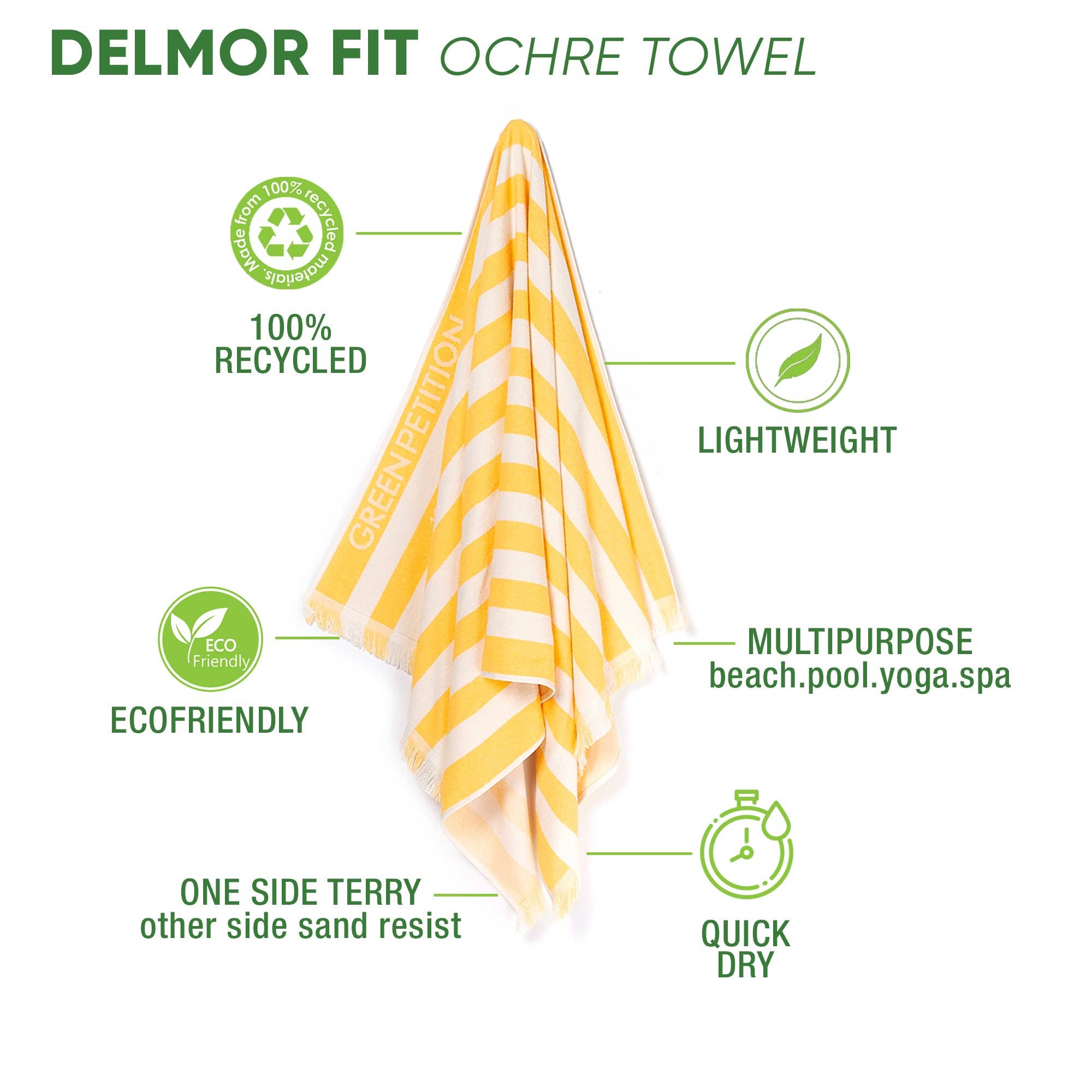 GREEN PETITION – wholesale Strandhandduk – Delmor FIT Ochre badhandduk6