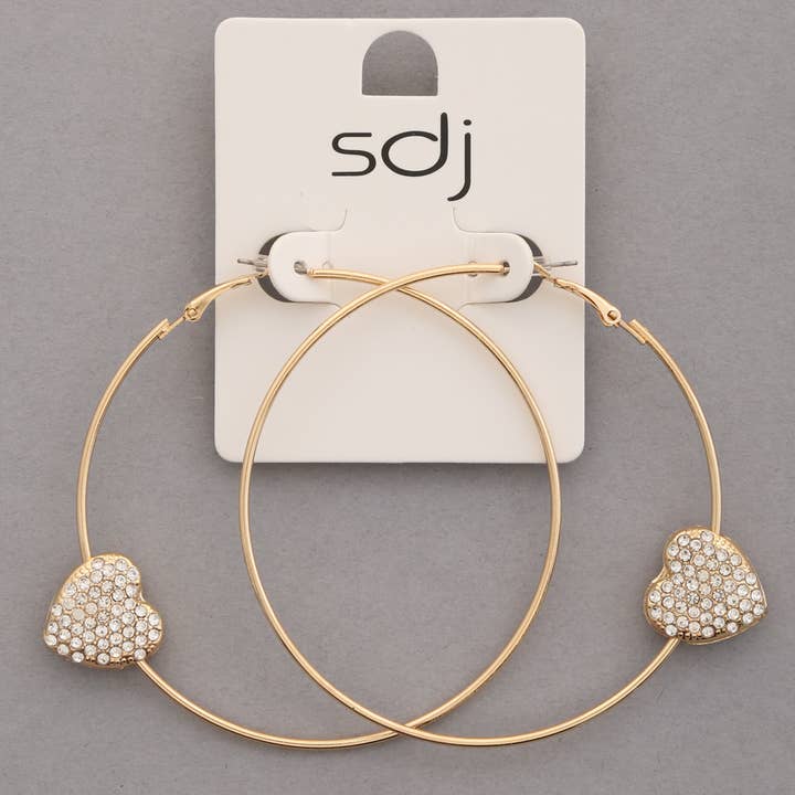 ORECCHINI A CERCHIO IN METALLO CON CUORE DI STRASS SDJ, YE 7967 per la vendita all'ingrosso da parte di JOIA ACCESSORIES