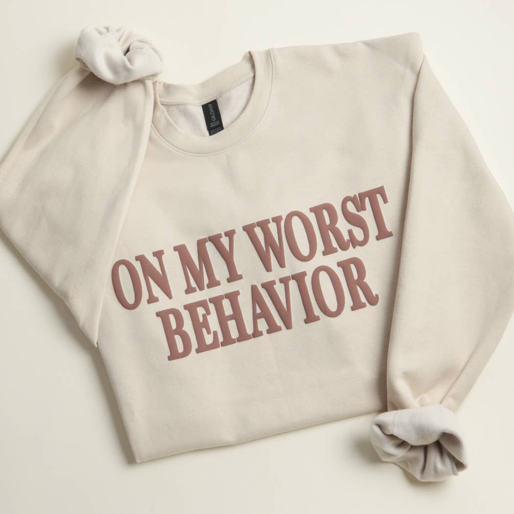 Fashion City - Vendita all'ingrosso Felpa stampata - Donna - FELPA PUFF MIDWEIGHT "ON MY WORST BEHAVIOR"4