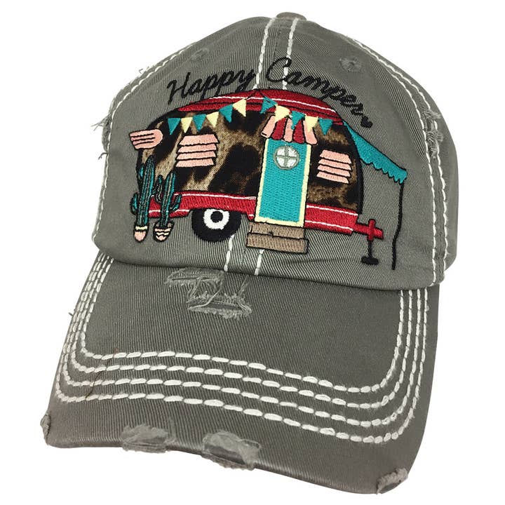 Girlie Girl Originals - Wholesale Baseball Cap - Women's - KBV-1166 Happy Camper-Moss