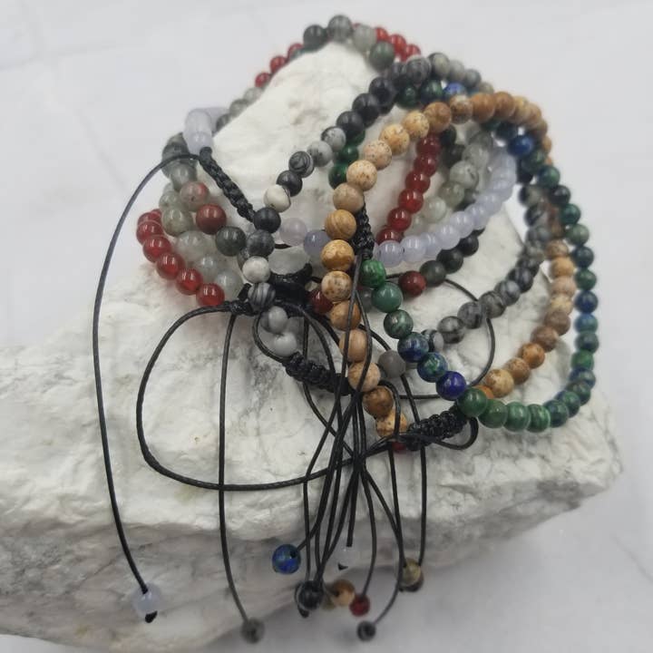 Handmade Natural Stone Stack Bracelets - 7 Piece Sets for wholesale on Faire