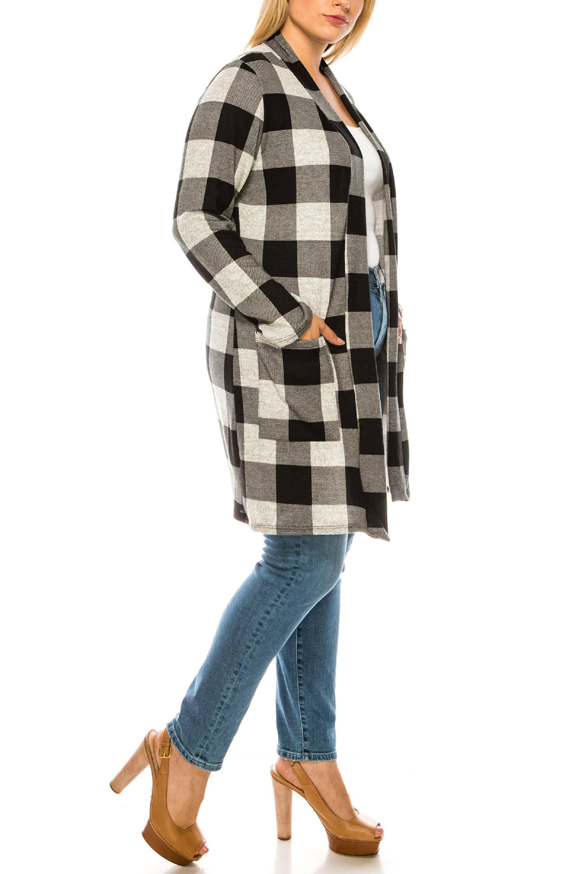 MOA COLLECTION - Wholesale Cardigan - Women's - Women's Casual Plus Size Loose Fit Midi Cardigan4