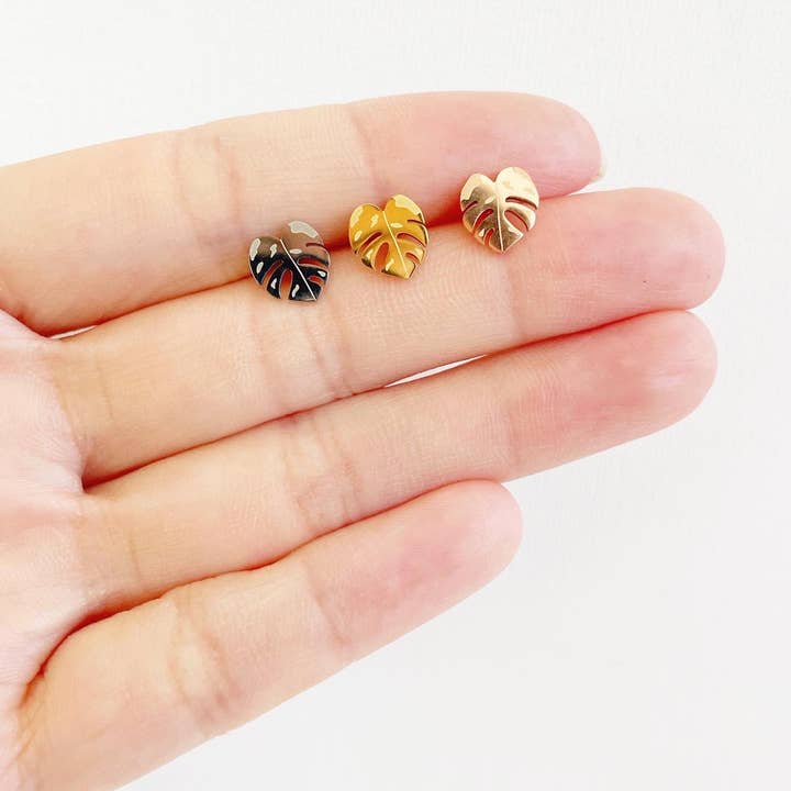 Dainty Little Tiny Things - Wholesale Stud/Post Earrings - Monstera Albo & Thai Constellation Plant Studs