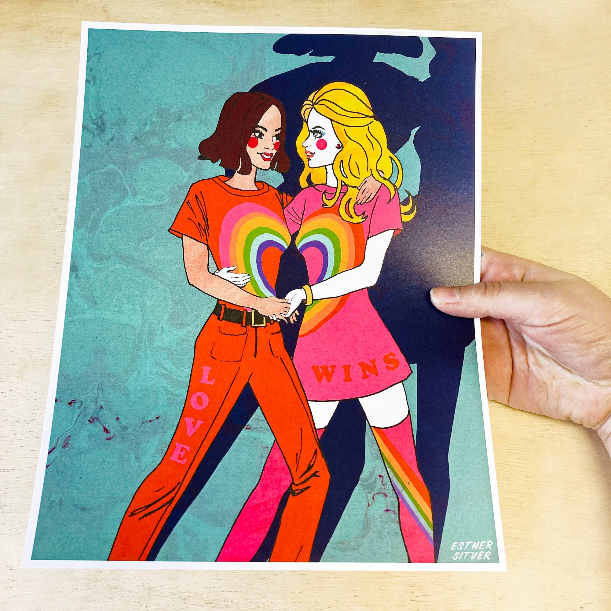 Esther Sketch - Wholesale Art Print - Groovy Pride Dolls Illustrated 8.5"x11" Barbie Art Print6