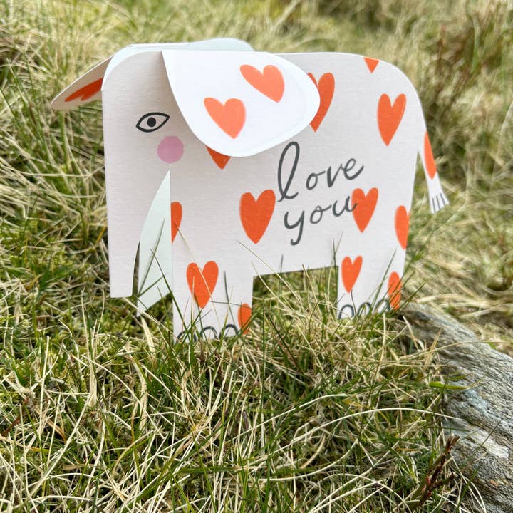 Kitty Kenda Papergoods - Wholesale Birthday card - Striped Elephant A6 Standing Luxury Eco Card 3