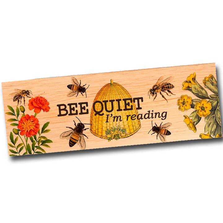 Marcador de madera botánico «Bee Quiet... I'm Reading» para venta al por mayor de Fly Paper Products