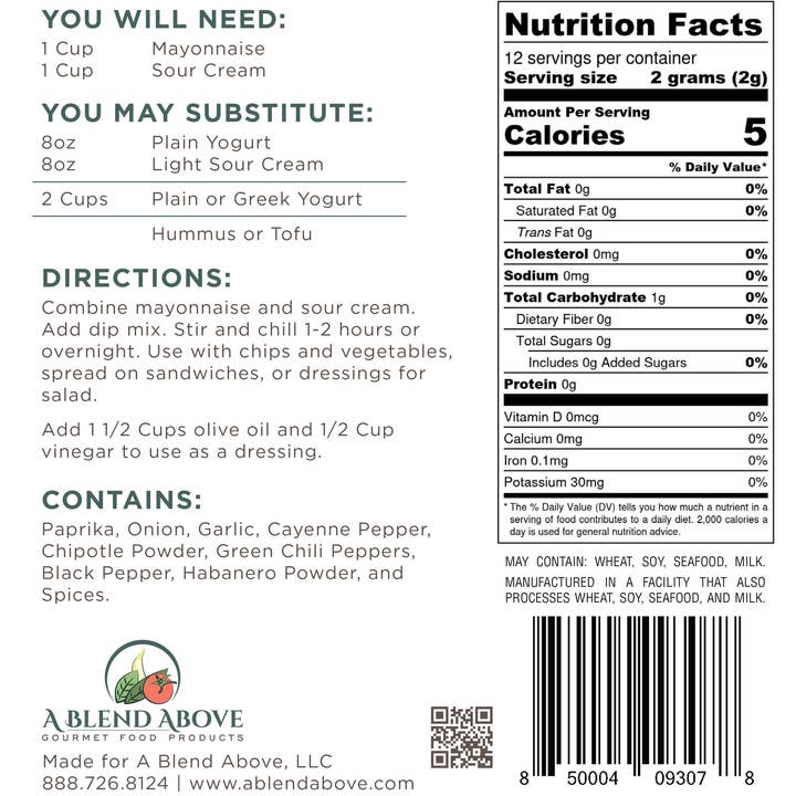 A Blend Above - Wholesale Dip - Ghost Pepper Dip Mix