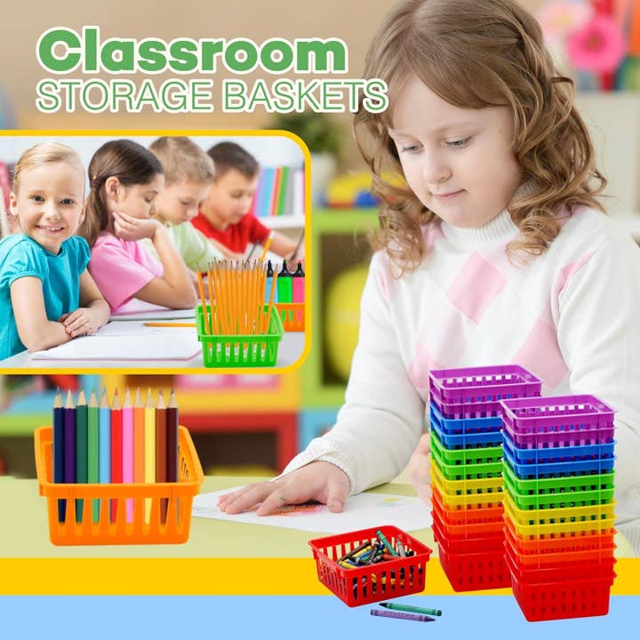 4E's Novelty - Wholesale Storage Bin - Square Classroom Baskets for Classroom Storage - 12 pcs7