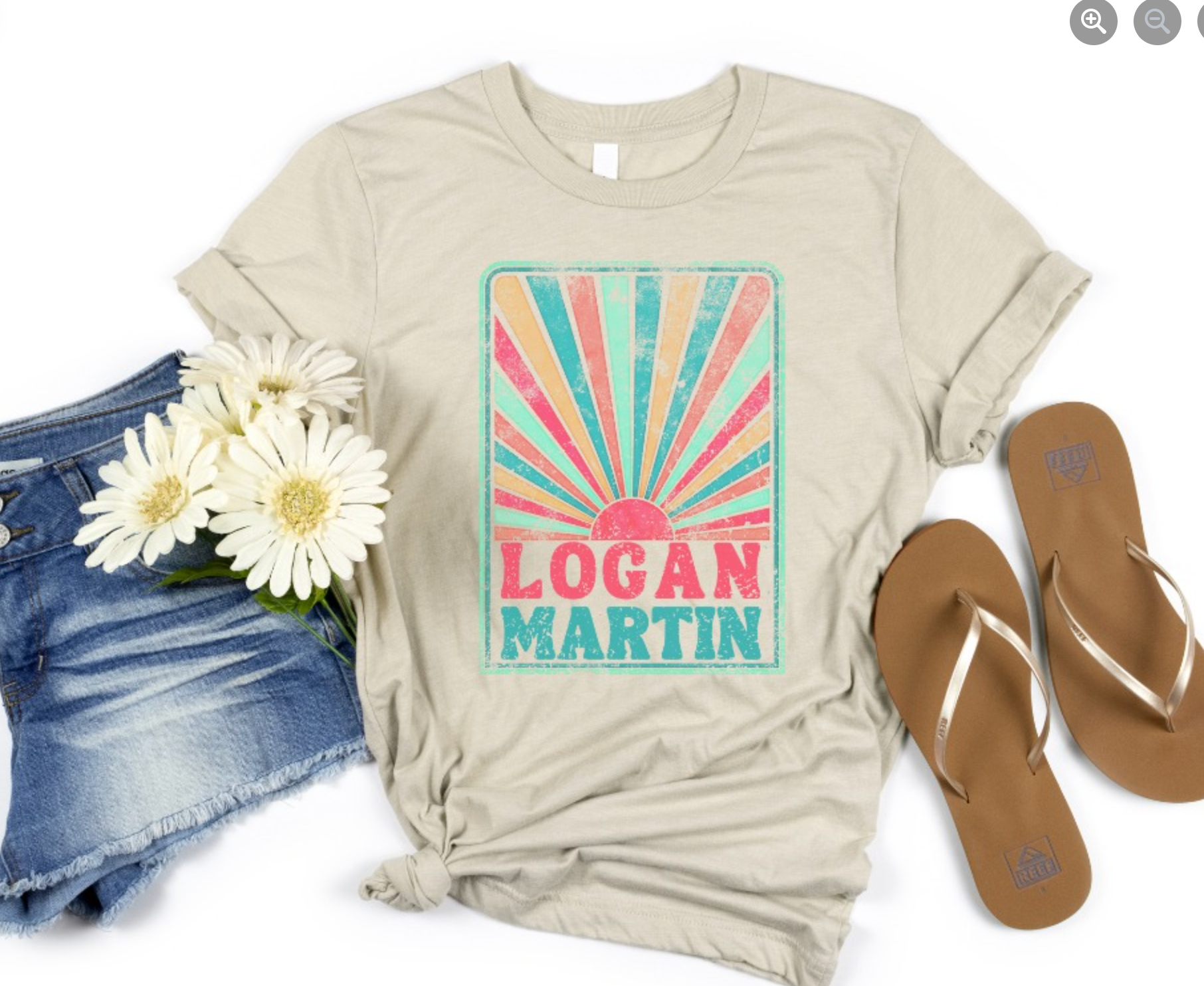 Pó de Urze Bella T-shirt Lago Sunburst | Personalizado para a sua área para venda a revendedores na Faire3