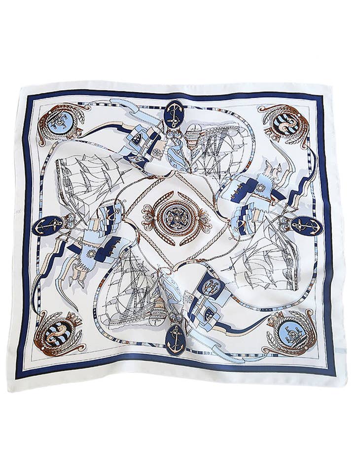 Outrigger Sail Boat Faux Silk Satin Square Scarf for wholesale by Cap Zone