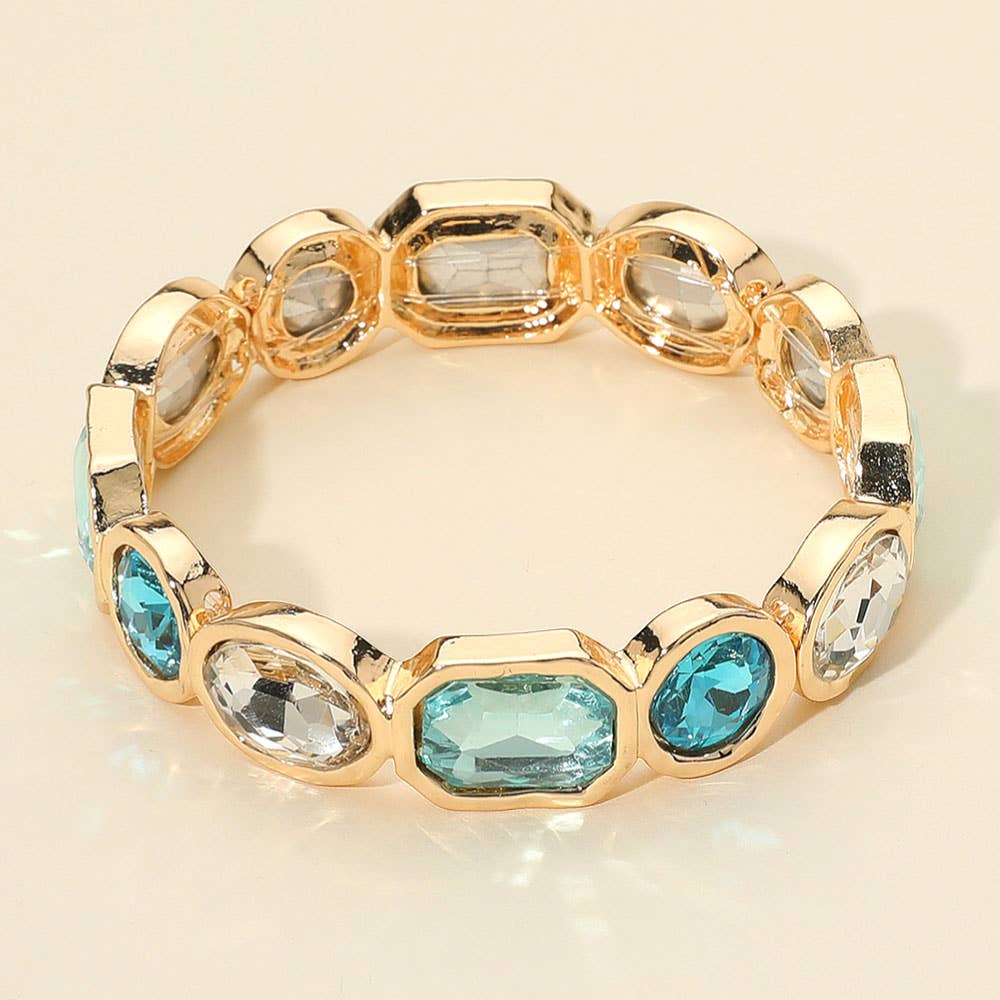 Sensibling Corp. – Pulseira por atacado – Pulseira Elástica com Pedra Oval de Corte Esmeralda Acentuada3