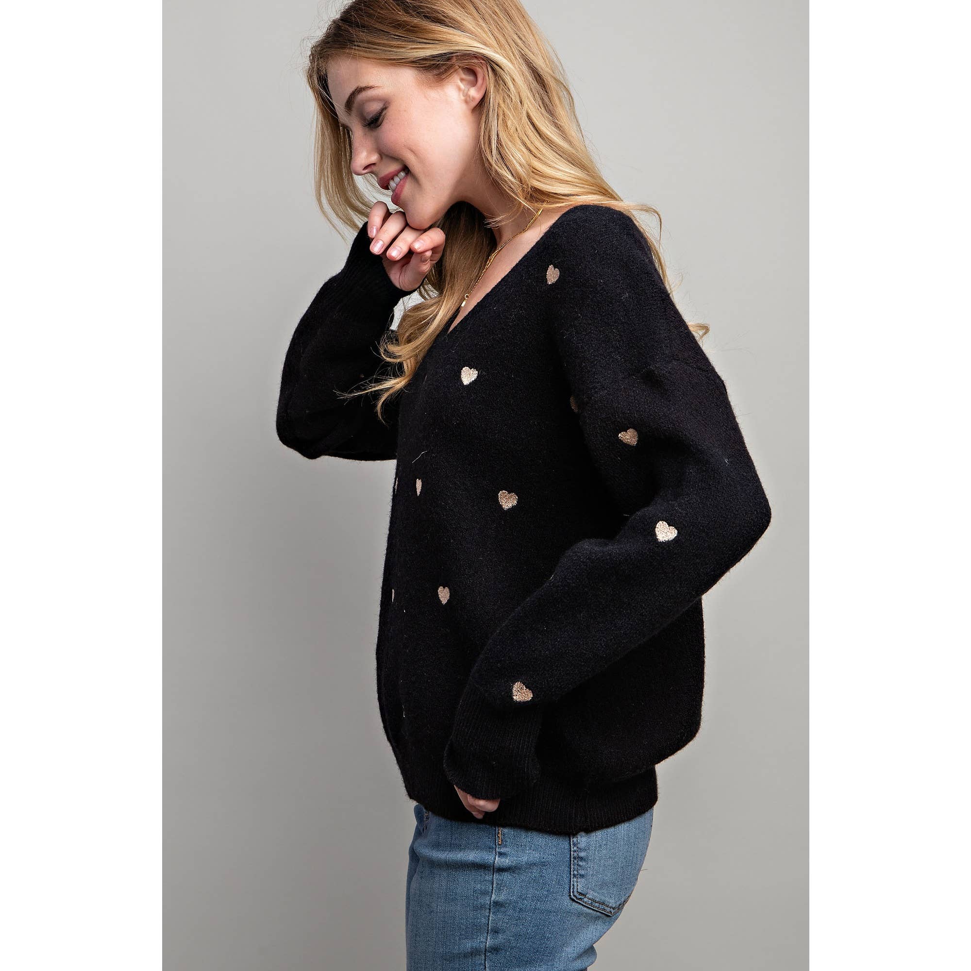 Sweet Generis - Wholesale Knit Sweater - Women's - HEART PATTERN BOXY KNIT PULLOVER SWEATER2