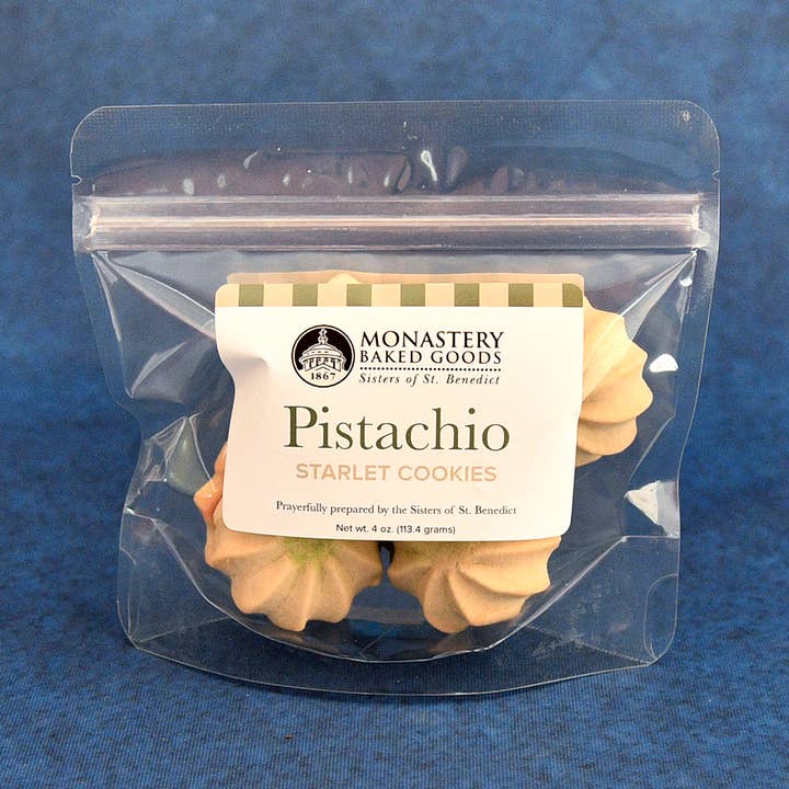 Pistachio Starlet Cookies (4-oz) for wholesale by Monastery Baked Goods