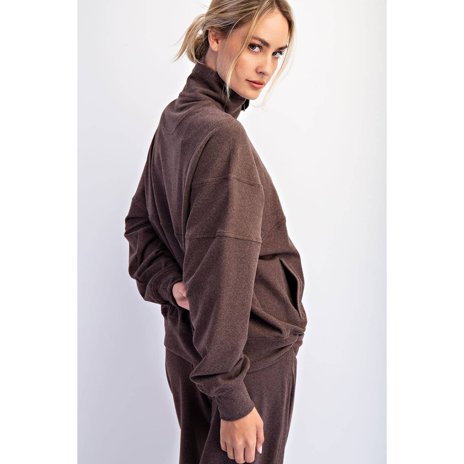 Rae Mode - Wholesale Lounge Top - Women's - BRUSHED RIB QUARTER ZIP PULLOVER9