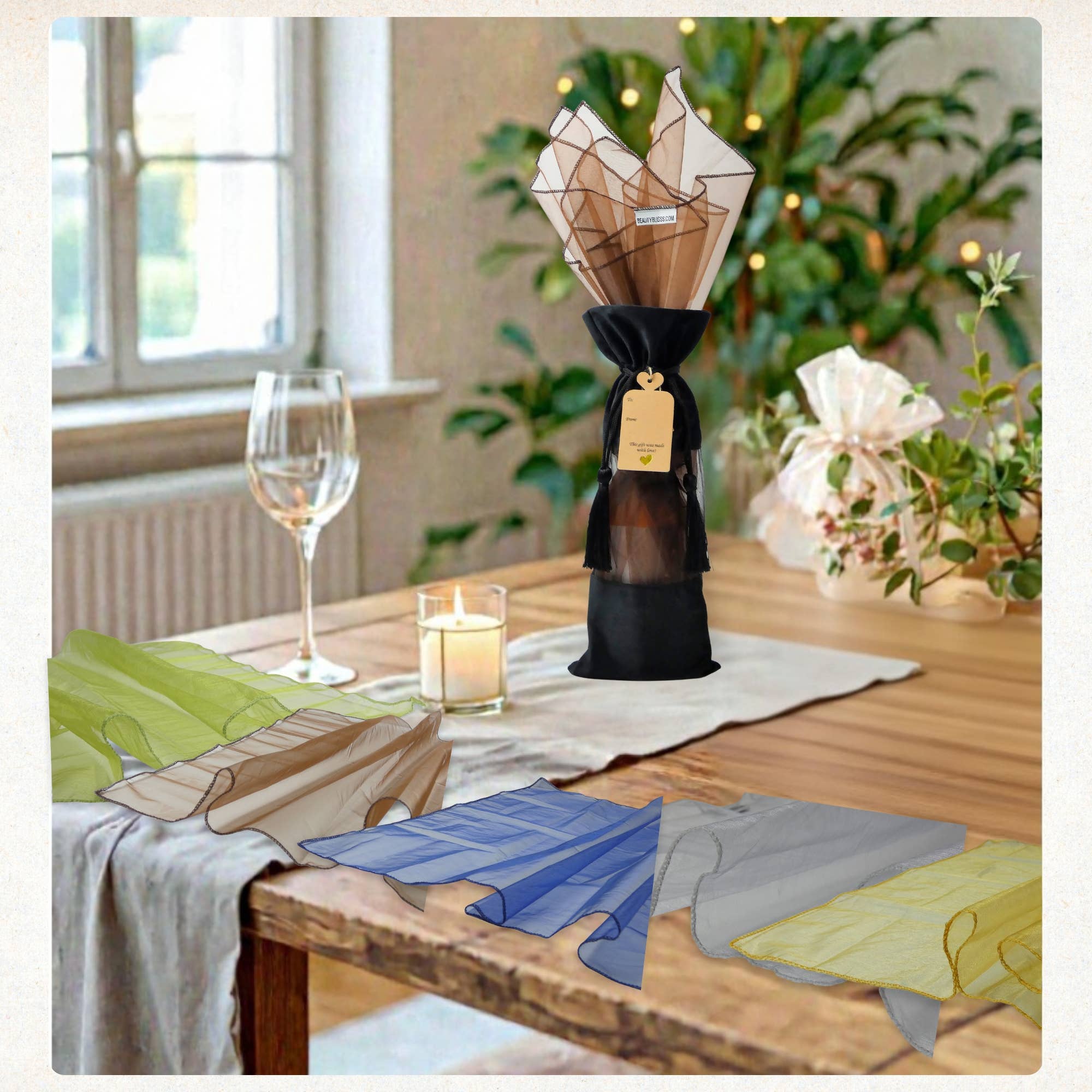 Beauty Blisss - Wholesale Gift Bag Set/Pack - Organza Gift Wrap Fillers – 24" Squares, 5pc & 6pc Sets9