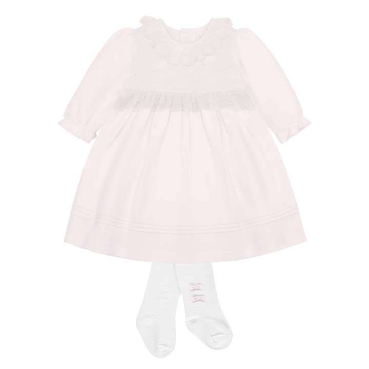 Kara Pink Pretty Lace Detail Dress with Bow Tights for wholesale by Emile Et Rose