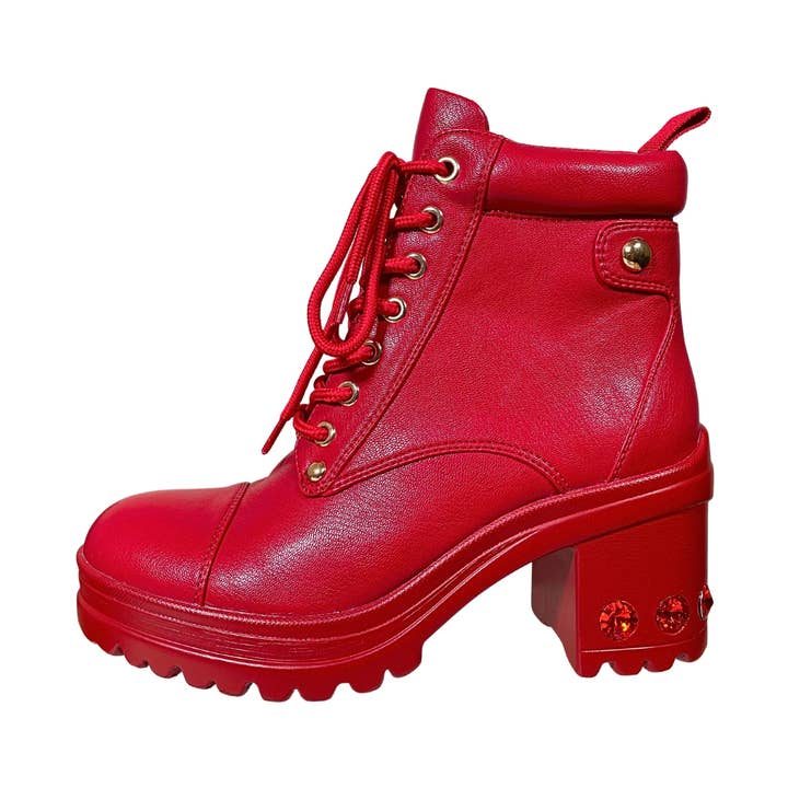 Ninety Union THUNDER Rhinestone Heel Combat Boot for wholesale by LADY COUTURE