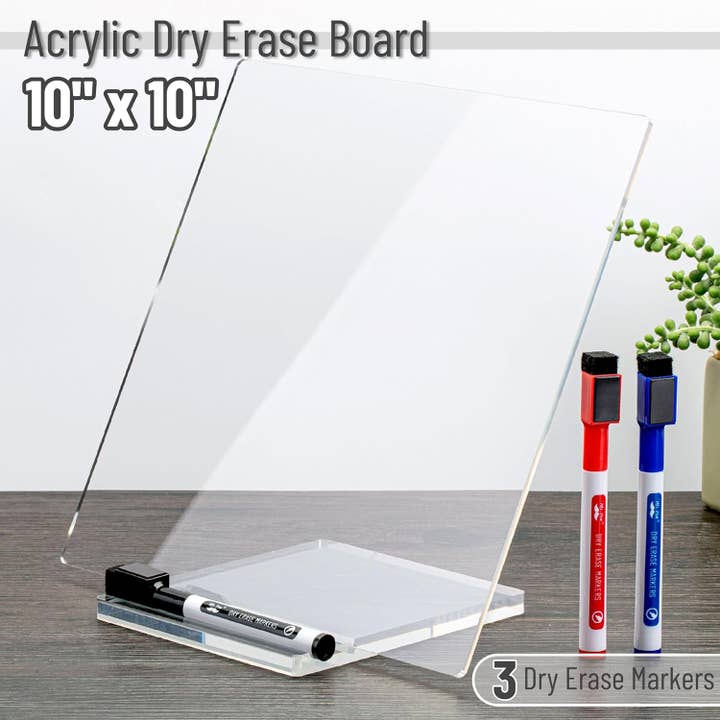 Mr. Pen - Wholesale Whiteboard/Dry-Erase Board - Mr. Pen 10" x 10" Clear Acrylic Board with Stand1