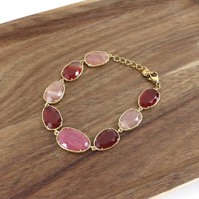 Pretty Persuasions – wholesale Länkar och kedjearmband – B25023 Länkarmband med halvädelstenar i småstenar2